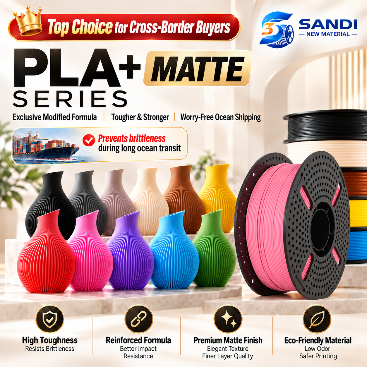 SANDI PLA+ Matte filament range